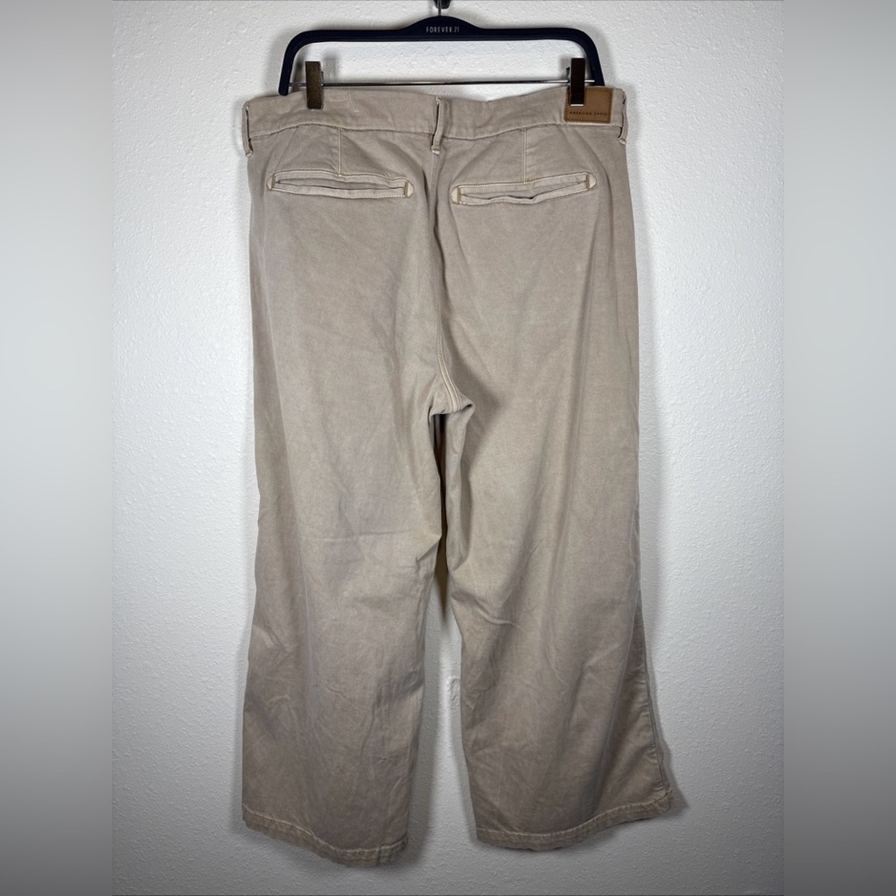 American Eagle Women's Skater Trouser Khaki Baggy Wide Leg Pants Tan Sz 16 Short - Picture 5 of 10